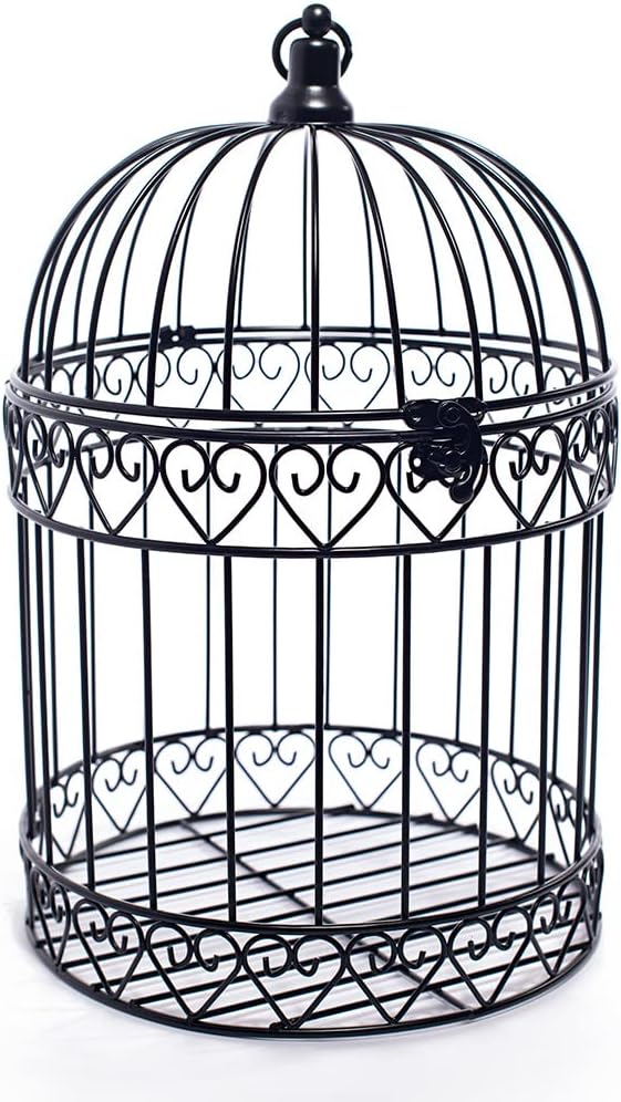 Anderson's Decorative Black Wire Birdcage Wedding Centerpiece, Table Décor, Hanging Decorations, Reusable-PawvioPets