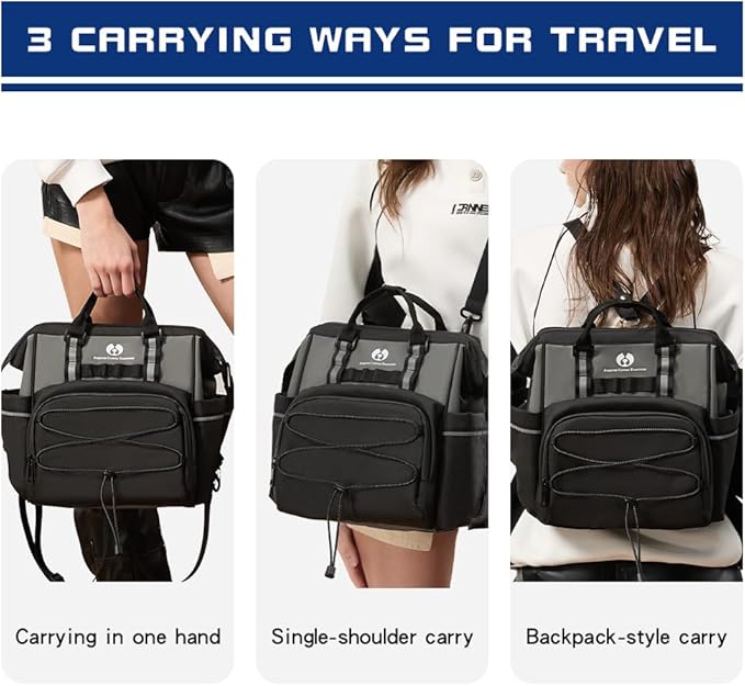 Dog Travel Bag, Airline Approved Pet Supplies Backpack, Dog Travel Backpack Accessories Set with 2 Silicone Collapsible Bowls and 1 Leash Clip for Camping, Road Trips & Weekends Away（Black）-PawvioPets