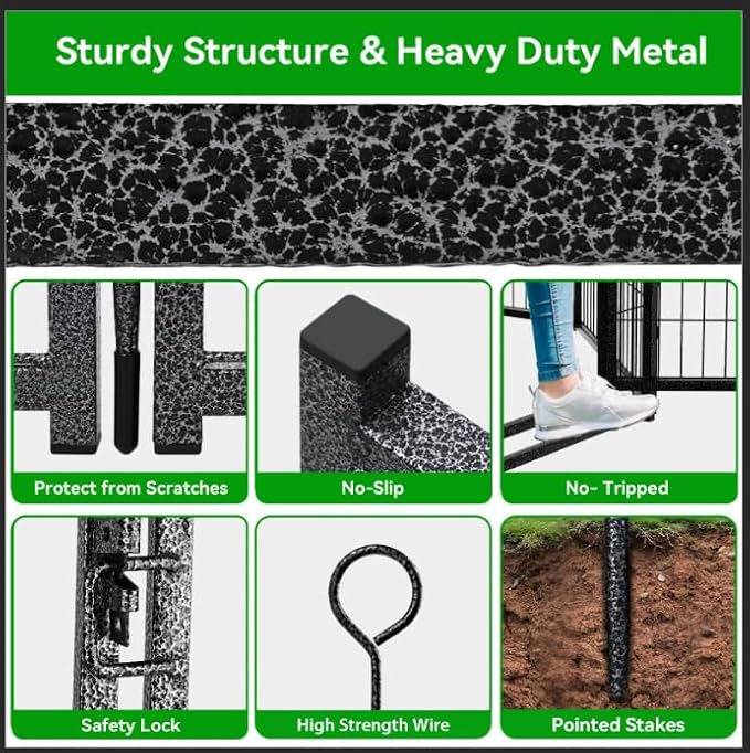 Dog Playpen Outdoor Extra Wide 8 Panels Heavy Duty Dog Fence 40" Height Anti-Rust with Doors Portable for RV Camping Yard, Total 21FT, 35 Sq.ft, Snowy Black-PawvioPets