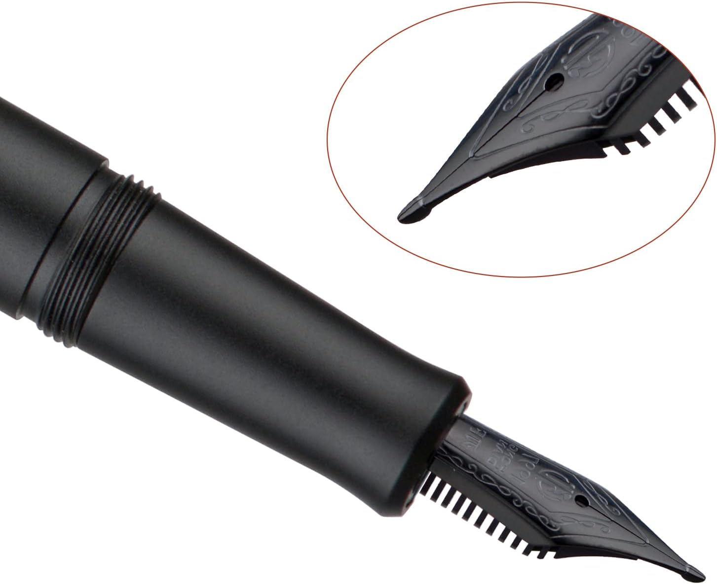 Hongdian M2 Black Forest Mini Fountain Pen, Long Blade Nib & Sleek Shape Aluminium Short Pocket Travel Pen (Matte Black)