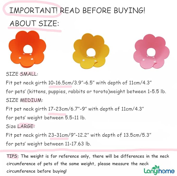 Adjustable Cat Recovery Collar - Cute Flower Neck Cat Cones After Surgery, Set of 2 Cat E Collar, Surgery Recovery Elizabethan Collars for Kitten and Cats S Size (2 pcs)-PawvioPets