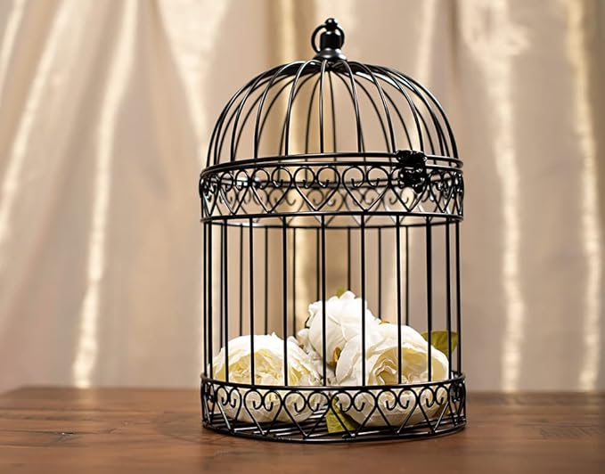 Anderson's Decorative Black Wire Birdcage Wedding Centerpiece, Table Décor, Hanging Decorations, Reusable-PawvioPets