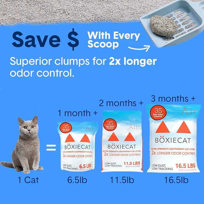Boxie® Extra Strength Cat Litter, Lightweight 35-Day Odor Control, Clumping, 6.5lb-PawvioPets