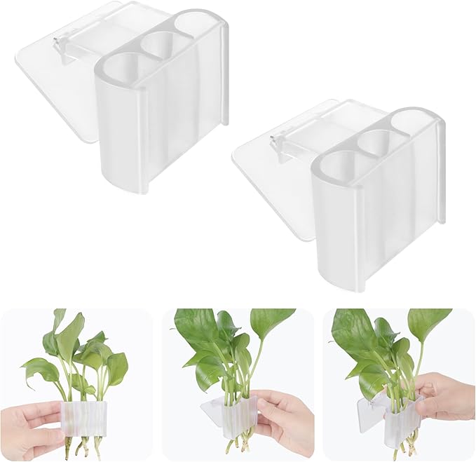 3 Holes Upgraded Aquatic Plant Cup Aquarium Plant Holder for Tank,Hanging Aquarium Plant Holder,Aquarium Aquatic Plant Cultivation,Aquarium Plant Decoration. (White 2PCS)-PawvioPets