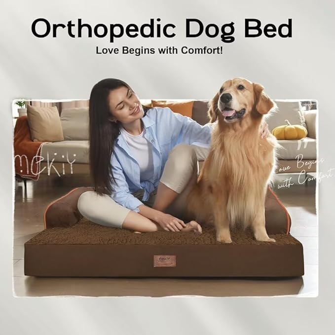 Dog Bed Medium Size Dog-Orthopedic Waterproof Bed for Dogs,Foam Couch Sofa with Washable Removable Cover & Non-Slip Bottom-Coffee-PawvioPets