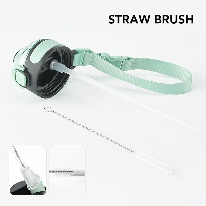 Enerbone 24 oz Insulated Water Bottle, Stainless Steel Bottle with Carrying Strap, Double-Wall Vacuum Insulation Design, Leakproof Sports Bottle with Straw, Keep Drinks Cold or Hot for Hours-PawvioPets