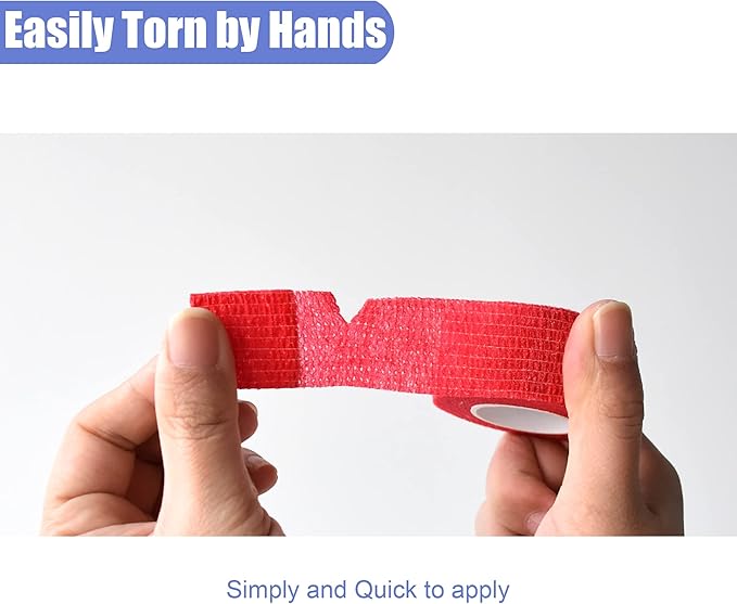 9 Pack 1" x 5 Yards Self Adhesive Bandage Wrap Self Stick Wrap for Ankle, Wrist, Finger, Sports, Breathable Cohesive Vet Tape for Pets (Red)-PawvioPets