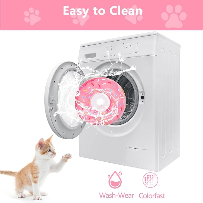 Cat Cone Collar Soft, Cat Recovery Collar for Wound Healing Cute Donut Adjustable Kittens Cones to Stop Licking Comfortable Lightweight Neck Elizabethan Collars for Cats Kittens After Surgery-PawvioPets