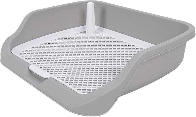 Fabater Dog Potty Toilet Training Tray, Portable Multifunctional Mesh Puppy Training Toilet Pad Holder with Bafflel for Small Dogs Puppies (Gray)-PawvioPets