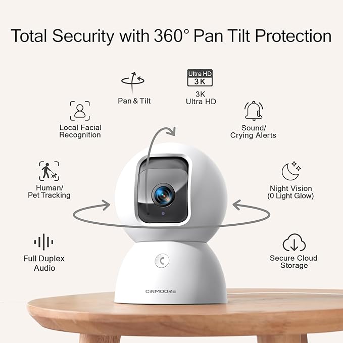 5G Security Camera Indoor, 3K Pet/Dog Camera with Speaker/Phone App, PTZ WiFi Baby Monitor Cameras for Home Security, 0-Glow Night Vision 2-Way Talk, AI Tracking Facial Recognition Time Lapse-PawvioPets