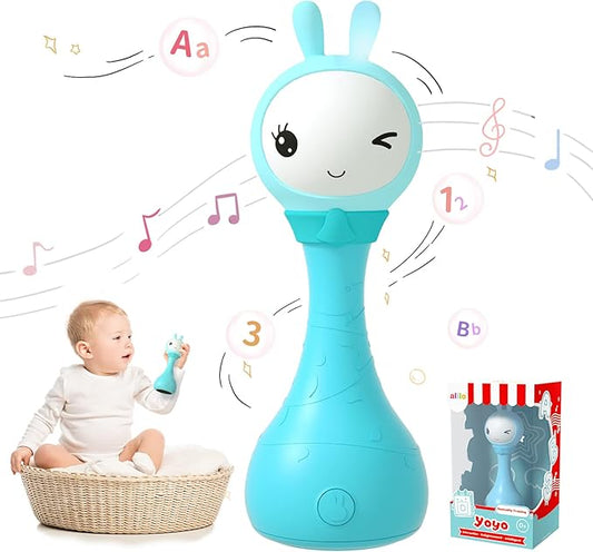 alilo Yoyo Talking Bunny Baby Singing Musical Rattle, Mimicking Toys Repeats What You Say, Preloaded 90+ Audio Content, ABC/Number/Notes Learning Toys for Toddlers Infant Newborn Boy Girl Gifts-PawvioPets
