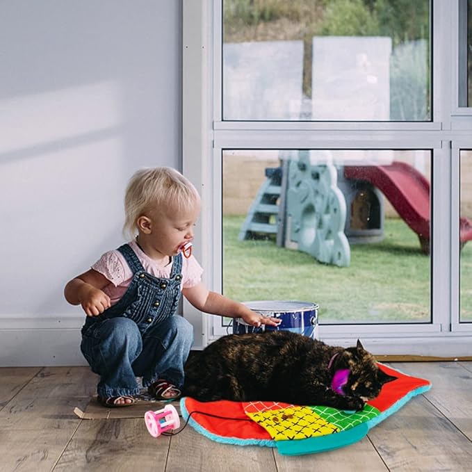 AWOOF Cat Mat, Cute Soft Catnip Mat, Cat Activity Mat Machine Washable Catnip Toys Interactive Cat Toys for Indoor Cats (Fish Shape)-PawvioPets