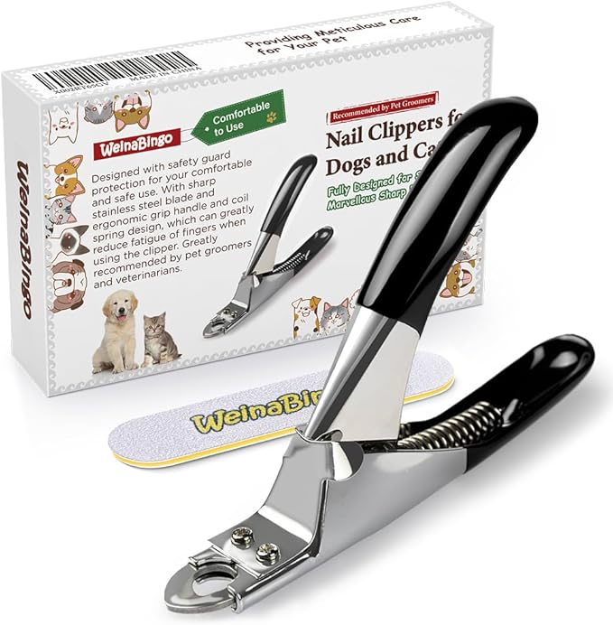 Dog Cat Pets Nail Clippers, Professional Pets Claw Trimmer with Free Nail File, Sharp Stainless Steel Blade, Sturdy Non Slip Handles - for Safe, Professional at Home Grooming-PawvioPets