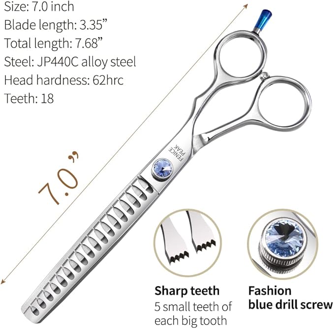 Fenice Professional 7/7.5/8 Pet Grooming Scissors Thinning Cutting Shears for Dog s/Cats Thinning Rate:70-80% (7.0 inch)-PawvioPets