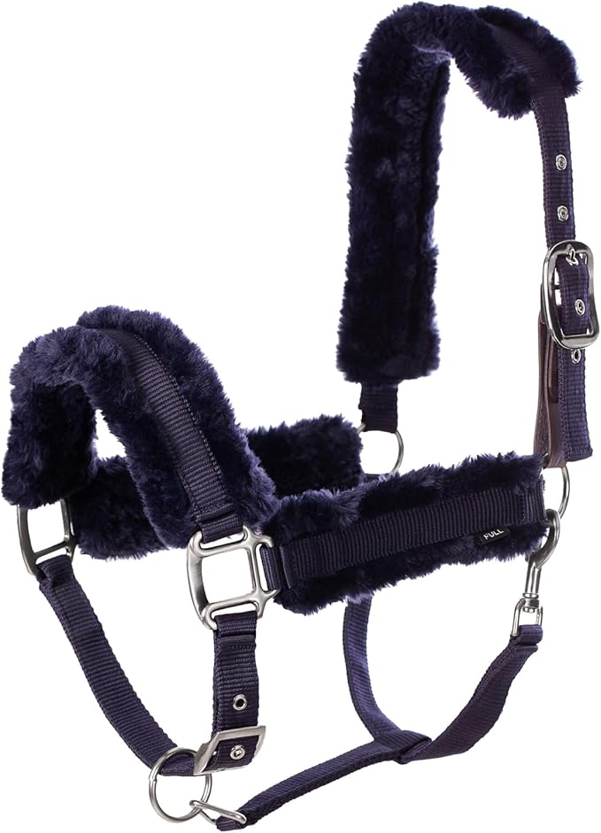 Equinavia Valkyrie Soft Ultra Fleece Padded Adjustable Breakaway Horse Halter - Navy/Navy - Warmblood-PawvioPets