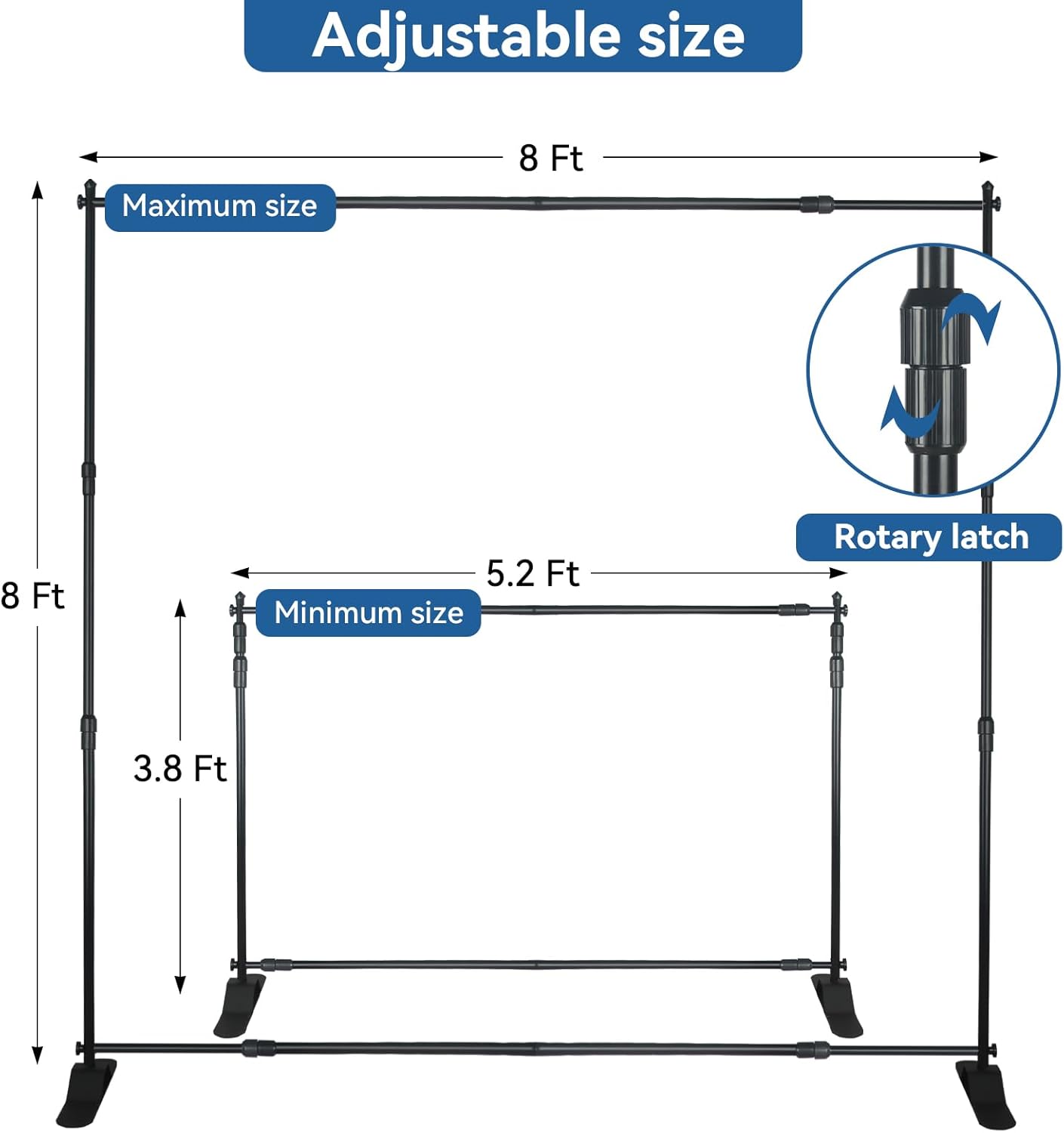 8x8 FT(WxH) Heavy Duty Backdrop Banner Stand with Adjustable Telescopic Tube,Step and Repeat Stand for Parties, Photo Booths, Exhibit Events and More Easy to Install(Carrying Bag Included)