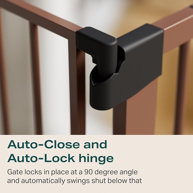 Cumbor 29.7-57" Extra Wide Baby Gate for Stairs, Mom's Choice Awards Winner-Dog Gate for Doorways, Pressure Mounted Walk Through Safety Child Gate for Kids Toddler, Tall Pet Puppy Fence Gate, Brown-PawvioPets