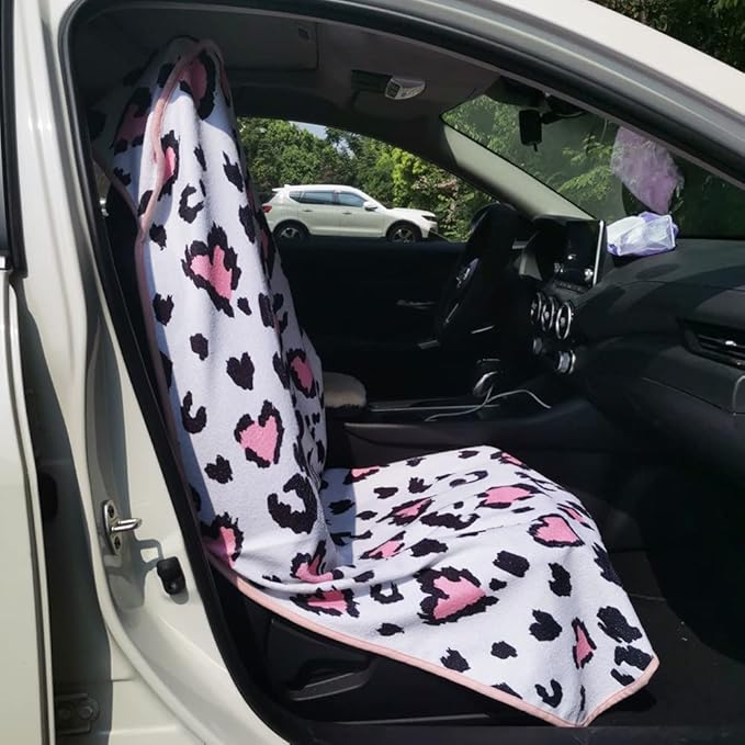 Car Seat Cover Protector Front Seats,for Gym Workout,Running,Swimming,Beach and Hiking,Waterproof Sweat Towel Bucket Seat Covers for Cars SUV Trucks (Leopard Print, 1Pcs)-PawvioPets