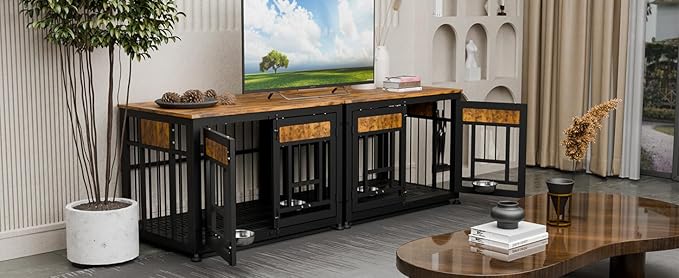 48 Inch Heavy Duty Dog Crate Furniture for Large Dogs, Decorative Pet House End Table, Extra Large Wooden Cage Kennel Furniture Indoor-PawvioPets