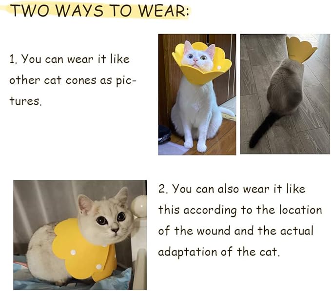 Adjustable Recovery Collar - Cute Flower Neck Cones After Surgery, Set of 2 E Collars for Kitten and Cats S Size (2 pcs)-PawvioPets
