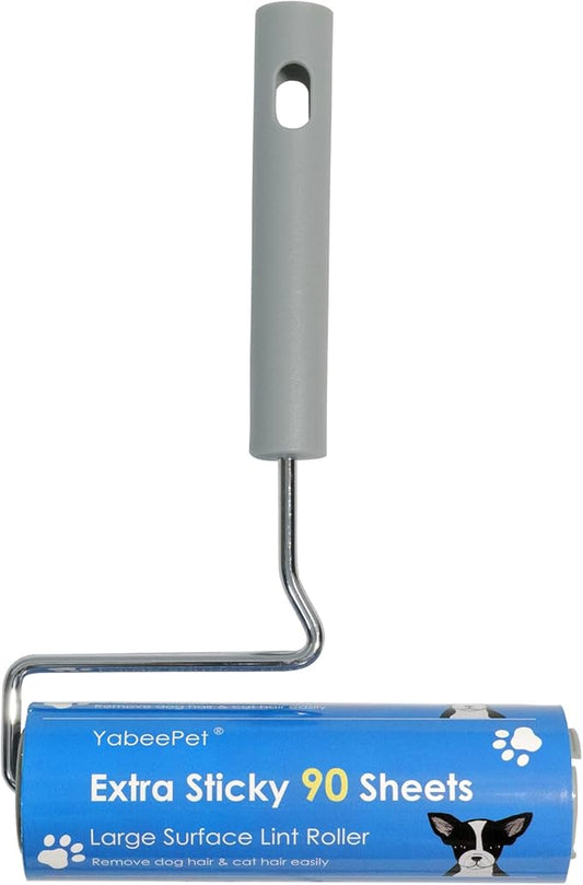 Extra Sticky Large Surface Lint Roller, 6.3'' Giant Lint Roller for Pet Hair, Lint Remover Roller for Cat Hair, Clothes, Furniture (1 Handle + 90 Sheets)-PawvioPets