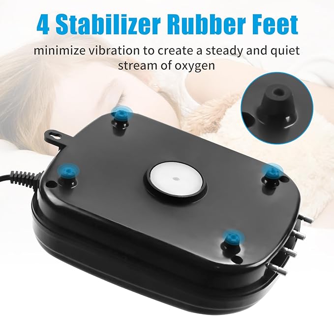 AQUANEAT Aquarium Air Pump 300GPH, for up to 200 Gallon Fish Tank, Powerful Hydroponic Aerator Pump with Tubing, Air Stones, Valves-PawvioPets