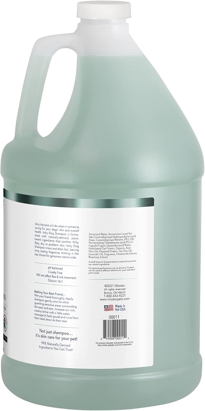 Bobbi Panter Dog Shampoo - Made in USA - All Natural Formula for Itch Relief & Soothing Skins, Concentrated 16:1 for Professional Groomers - Green Apple Scent, 1 Gallon-PawvioPets