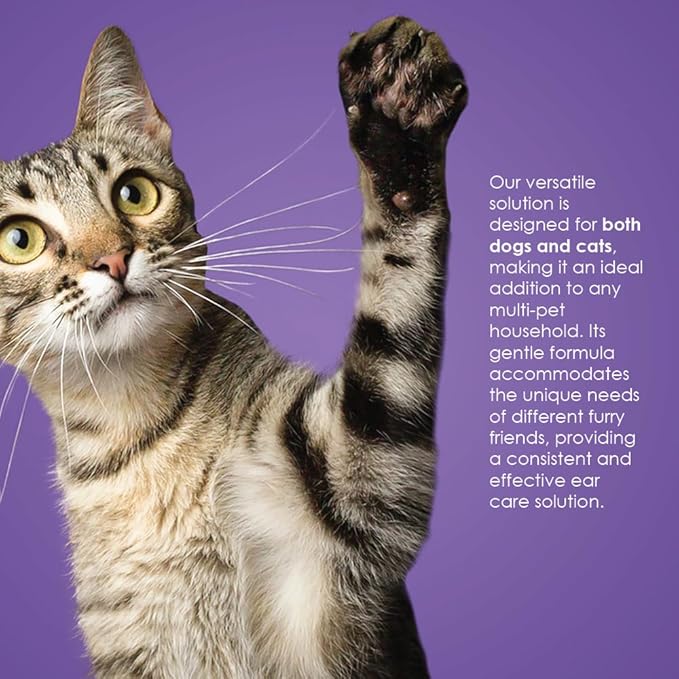 Ear Cleansing Solution with Aloe Vera for Dogs & Cats, Anti-Irritant Formula with Neutral pH and Aloe Vera, Deodorize & Gently Clean - 8 fl oz-PawvioPets