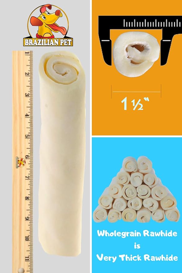 Brazilian Pet Premium Retriever Rolls 10-11 inches (10 Pack),100% Natural Dog Treat Chew. No Artificial Preservatives-PawvioPets