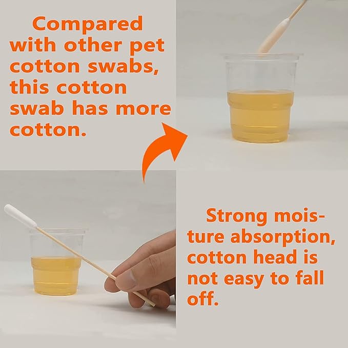 6 Inch Long Cotton Swabs of Medium and Large Pets Ears Cleaning or Makeup 200pcs-PawvioPets