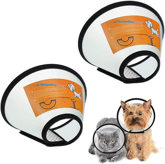 2 Pack Cat Cones to Stop Licking, Cat E Collar Pet Cone for Cats After Surgery, Pet Elizabethan Collar Dog Head Cone Recovery Cone for Most Cats & Small Dogs (Size L, 5#)-PawvioPets