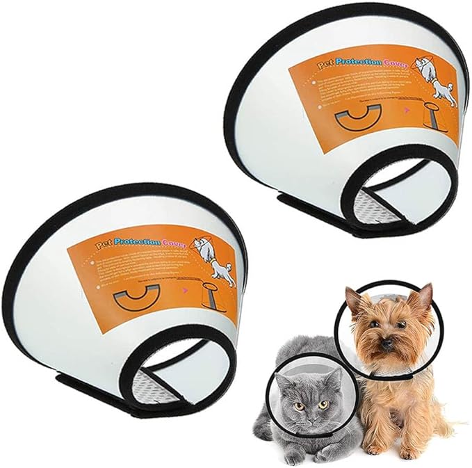 2 Pack Cat Cones to Stop Licking, Pet E Collar Pet Cone for Kitten Cones After Surgery, Cat Elizabethan Collar Puppy Head Cone Recovery Cone for Cats Kitten Puppy (Size M, 6#)-PawvioPets