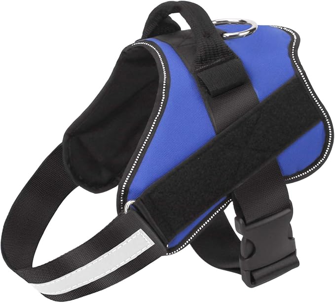 Bolux Dog Harness, No-Pull Reflective Dog Vest, Breathable Adjustable Pet Harness with Handle for Outdoor Walking - No More Pulling, Tugging or Choking (Blue, L)-PawvioPets