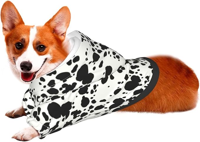 Cute Dalmatian Dog Costume, Animal Dalmatian Print Hoodies Puppy Winter Clothes Sweatshirt for Halloween Cosplay Autumn Wear Dog Winter Hoodies with Pocket for Small Medium Dogs S-PawvioPets