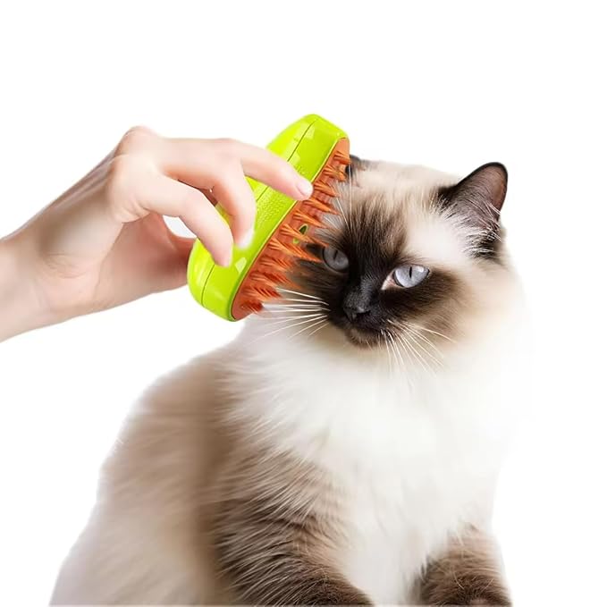 3-in-1 Rechargeable Pet Hair Brush: Massager, Steamy Comb & Self-Cleaning Mist Spray for Cats & Dogs-PawvioPets