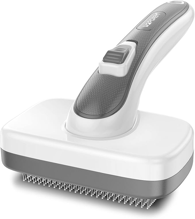 Dogs Cats Self Cleaning Slicker Brush for Shedding & Grooming Any Breed of Pets, Remove Loose Undercoat Knots Mats Tangled Hair for Small Medium Large Animal With Long Short Fur Length-Grey-PawvioPets