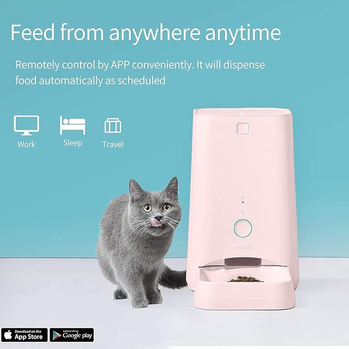 DOGNESS 6L Smart Feeder, Wi-Fi Enabled Pet Feeder for Cat and Dog, Smartphone App for iOS and Android, Portion Control, Fresh Lock System Auto Food Dispenser Pink-PawvioPets