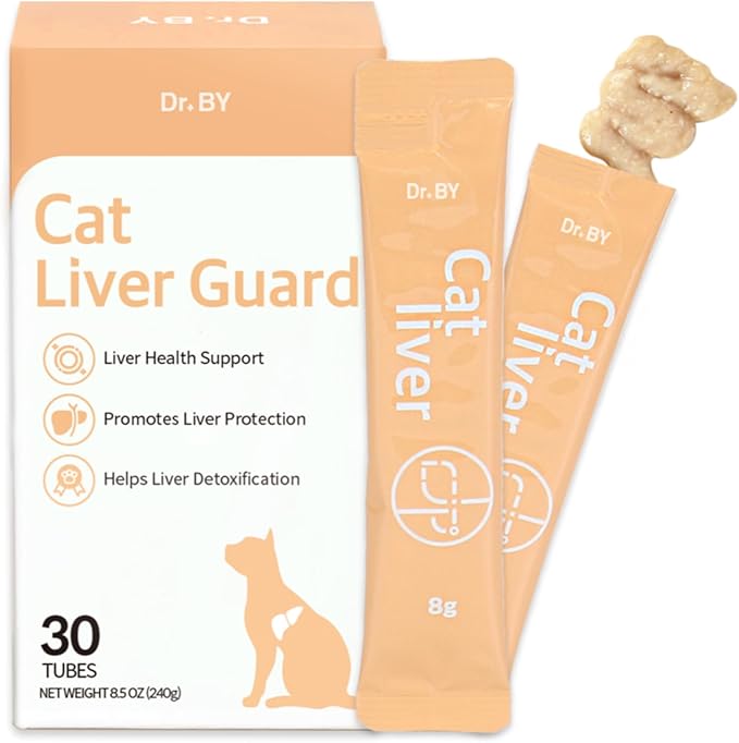 Dr.by Cat Liver Guard Squeezable Liver Supplement for Cats Feline Hepatic Support with Milk Thistle, Artemisia annua(SPB-201), Taurine lickable Formula Individually Packaged-PawvioPets