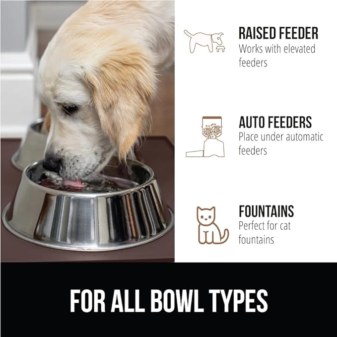 GORILLA GRIP 100% Waterproof Raised Edge BPA Free Silicone Pet Feeding Mat, Dog Cat Food Mats Contain Spills Protects Floors, Placemats for Cats and Dogs Water Bowl, Pets Accessories 16x10, Brown-PawvioPets
