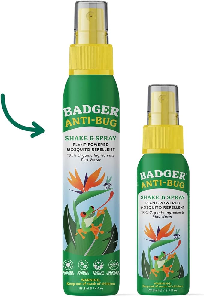Badger Bug Spray, Family Friendly All Natural Mosquito Repellent w/Organic Essential Oils, Great Smelling Citronella Spray, Effective for 3 Hours, Deet-Free Vegan Insect Repellent, 4 fl oz, 2-Pack-PawvioPets