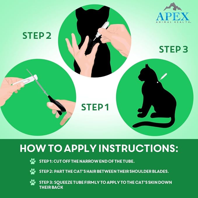 Apex Plus Flea Treatment for Cats, 1.5+ lbs | 3-Month Supply | Cat Flea and Tick Treatment Drops | 24-Hour Activation, Waterproof, 30-Day Protection-PawvioPets