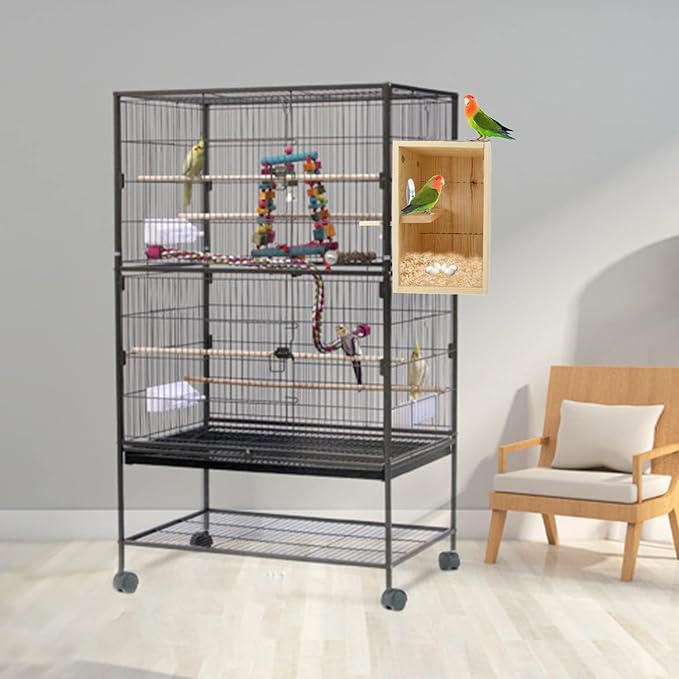 Bird Nest Box Parakeet Breeding Nest Box Bird Nest House Wooden Acrylic Transparent Breeding Box for Finch Lovebirds Cockatiel Budgie Conure Parrot-PawvioPets