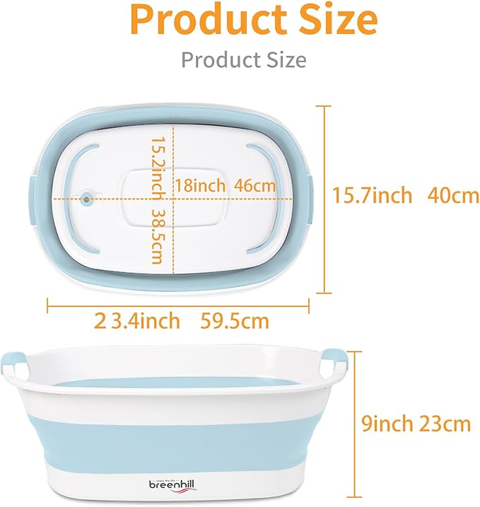 Collapsible Dog Bath Tub for Small Dogs & Cats, Portable Puppy Bath Tub with Water Drain Plug, Space Saving Foldable Pet Bathtub for Indoor & Outdoor Use, Blue-PawvioPets