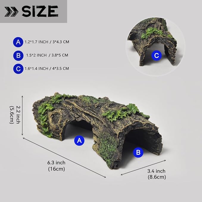 Fish Tank Decorations - Large Aquarium Decorations Air Bubbler Tree Fish House for Betta Hideout Caves Buddha Decor Temple Ruins Arched Betta Fish Accessories Reptile House Shelter Decor (Wood B-S)-PawvioPets