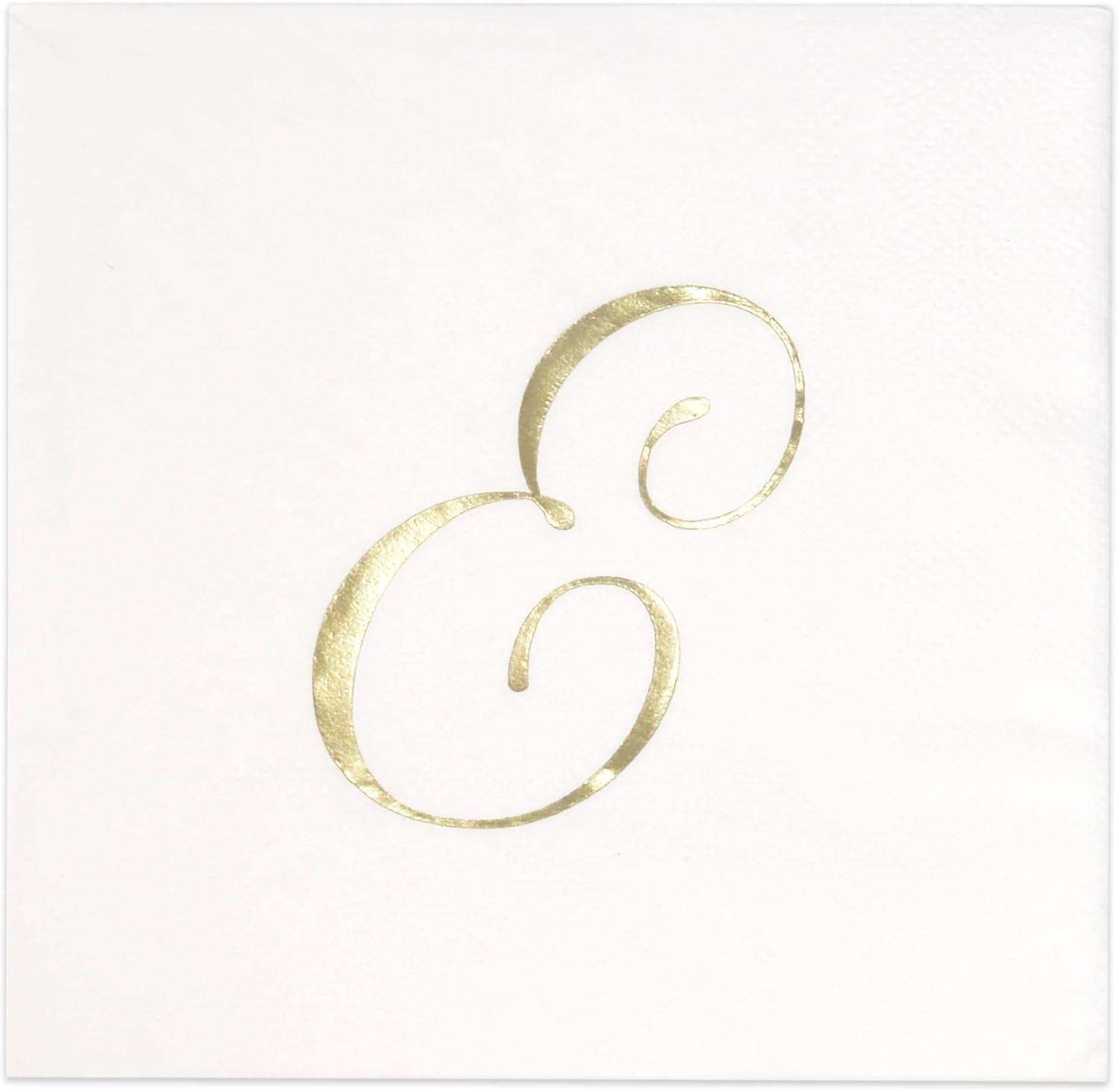 Gift Boutique 100 Gold Monogram Cocktail Napkins Letter E Disposable Paper Hand Towels for Bathroom Wedding Baby Shower Holiday Party Decor