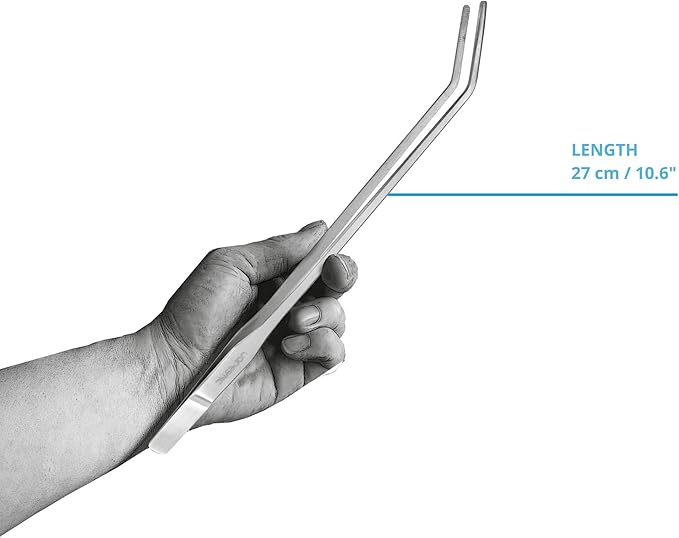 2 Pcs 10.6 Inches Heavy Duty Reptile Feeding Tongs, Long Aquarium Tweezers, Straight and Curved Long Tweezers for Aquarium and Terrarium-PawvioPets