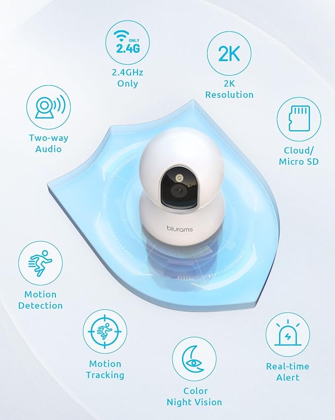 blurams Pet Camera 2K, 360° Dog Camera with Phone App, PTZ Indoor Cameras for Home Security Indoor, 2-Way Audio, Motion Tracking, Color/IR Night Vision, Siren, Cloud&SD(2.4GHz Only)-PawvioPets