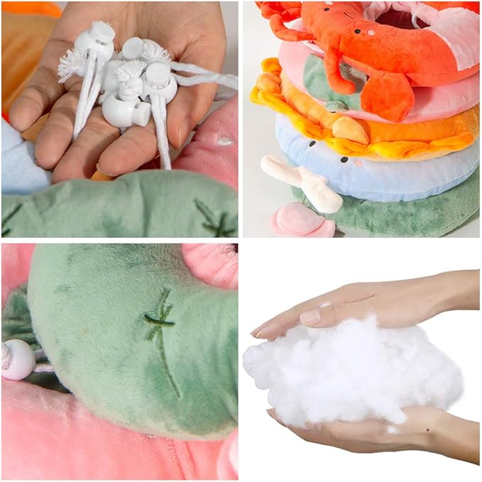 Adjustable Cat Recovery Collar Soft,Cute Pet E-Collar Neck Cone After Surgery Wound Healing Protective Cone Fit for Kitties, Small Dogs(ELC05-frog-m)-PawvioPets