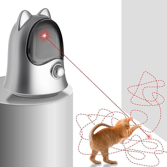 Cat Laser Toys for Indoor Cats, Random Trajectory Laser Cat Toy, Interactive Cat Toys for Bored Indoor Adult Cats/Kittens/Dogs (Silver)-PawvioPets
