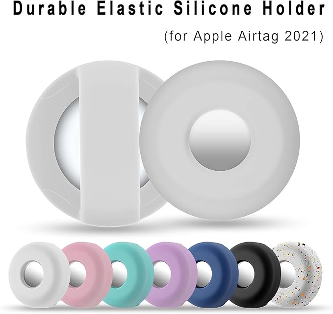 Airtag Holder for Dog Collar, Cibaabo Silicone Air Tag Case Cover Compatible with Apple Airtags for 0.8-1.2inch Cat Pet Collar Harness Loop-PawvioPets